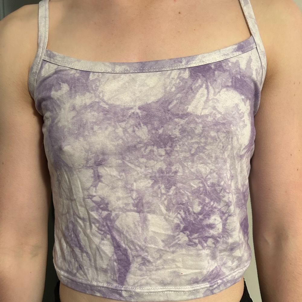 ROMWE Tie Dye Tank Top, Purple & White, Size Medium